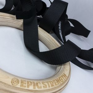 Gym Rings, Wooden with Straps, Heavy Duty